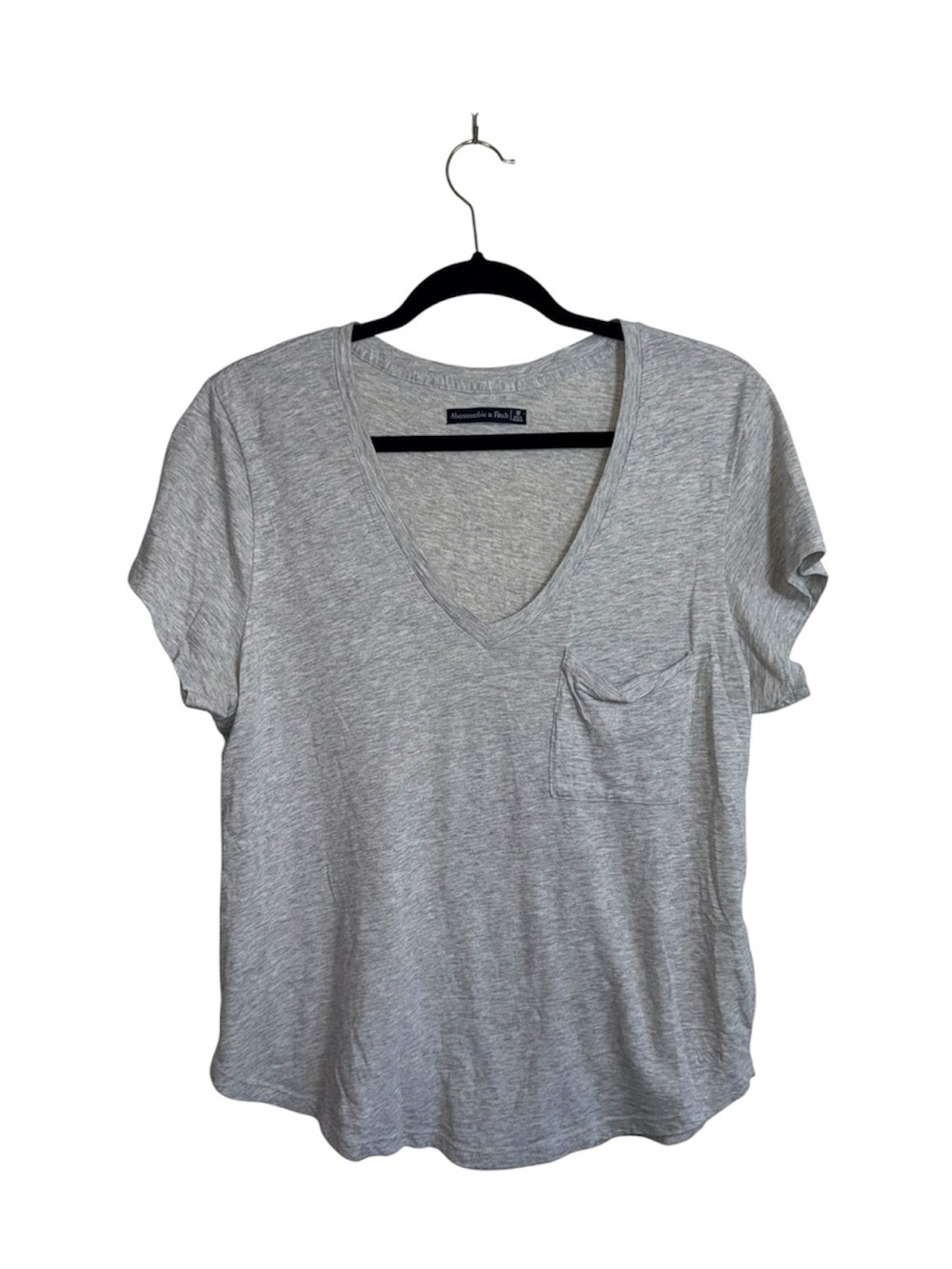 Abercrombie & Fitch Tee Light Gray Pocket V-neck Short Sleeve Medium Women’s